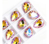 Crystals Gemstones Stones 20x30mm Glitter Drop Rhinestones Strass K9 Glass Crystal Art Crafts Parts Jewelry Making Accessories(Paradise Shine,20x30mm 6pcs)