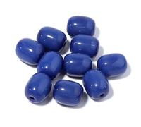 Crystals Gemstones Stones 30pcs 10x8mm Barrel Shape Glass Beads Glossy Solid Color Oval Loose Spacer for Jewelry Making DIY Necklace Bracelets Decor(Dark Blue)