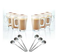 Crystals Glasses Set: 6 Latte Mugs, 240 ml, Temperature Resistant - Stylish Cups for Hot Drinks, Ideal for Latte, Espresso, Cappuccino & Hot Chocolate - Transparent