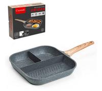 Crystals Grill Pan Non Stick Griddle Frying Pot Pan Cooking Steak Breakfast Maker 3 In 1