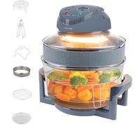 Crystals Halogen Oven Air Fryer, Oil-free Meals With Our Manual Air Fryer, Ideal For Baking, Roasting, Grilling Variety Of Dishes, Includes Accessorie Pack, 60 Minute Timer & Extender Ring- 17L/1400W