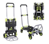 Crystals® Heavy Duty 2-in-1 Folding Sack Truck - Hand Trolley with 360° Rotating Wheels (120kg Capacity)