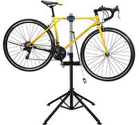Crystals Heavy Duty Bike Repair Stand Bike Maintenance Workstand, Height Adjustable Bicycle Workshop Stand Mountain Bike Work Tool with a Front Wheel Stabilizer, Black