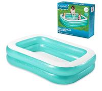Crystals Inflatable Family Swimming Pool 2m x 1.46m - Large Rectangular Paddling Pool for Kids & Adults - Outdoor Garden Swimming Pool with Heavy Duty Vinyl, Quick Release Drain Valve & Repair Patch