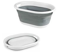 Crystals Large Collapsible Fold Able Laundry Basket Pop Up Clothing Washing Storage For Bedrooms Laundry Room Bathroom (Oval) White,grey