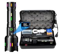 Crystals LED Rechargeable Torch, 500000 Lumens Bright Tactical Flashlight Torch with Adjustable Focus, 5 Lighting Modes, Powerful Waterproof Torch Light for Camping, Emergency, and Outdoor Use