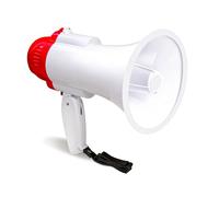 Crystals Megaphone Portable Loud Speaker 15 Watt Bullhorn with Siren Voice Record and Play | Strap & Pistol Grip Handle | Bull Horn Mega Phone with Mic to Address Large Crowds