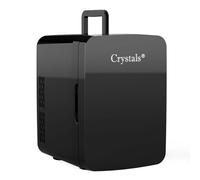 Crystals Mini Fridge, 10L Table Top Small Fridge Cooler & Warmer for Car Bedrooms Desk Office, 12V DC - 220 AC, Energy Efficient (Black)