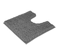Crystals Non-Slip Chenille Toilet & Bath Mat Set, Super Soft & Absorbent, Quick-Dry Plush Bathroom Rugs, Machine-Washable U-Shape & Rectangle Mats, 50x50cm, 45x70cm (1, CHARCOAL TOILET MAT)