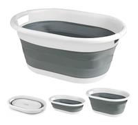 Crystals® Oval Shape Large Collapsible Fold Able Laundry Basket Pop Up Clothing Washing Storage Bucket - Grey