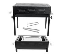 Crystals Portable BBQ Grill - Large Stainless Steel Charcoal Barbecue Grill for Garden, Travel, Camping, Picnic, Outdoor Cooking - BBQ Grill with Steel Stove Hot Plate - Compact Design - Black