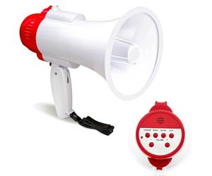 Crystals Portable Megaphone Loud Speaker and Siren Record Play with Strap & Pistol Grip