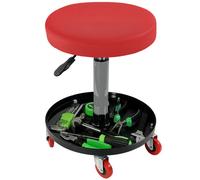 Crystals Red Pneumatic Creeper Seat Round Mechanic Stool For Car, Bike Workshop & Garage