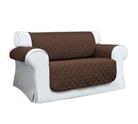 Crystals Reversible Sofa Couch Quilted Cover Anti Slip Skid Sofa Slip Pet Protector Throw (Brown 2 Seater)