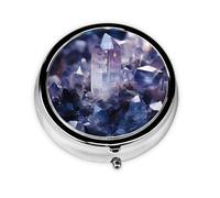 Crystals Round Mini Pill Box, 3 Compartment Pill Box, Portable Pill Box, can be Put into Wallet, Pocket, Light and Convenient