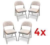 Crystals Set Of 4 Folding Chairs Deluxe Fabric Padding, Strong Metal Frame With Backrest