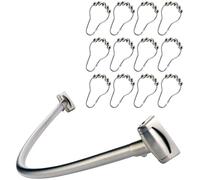 Crystals Shower Curtain Pole Extendable, Telescopic Shower Curtain Rail, Shower Tension Rod 110-215 cm for Toilet and Bathroom- Including Fittings + 12 Ring Hooks