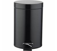 Crystals Small Pedal Bin with Lid-3 Litre Bathroom Bin for Rubbish and Waste-Stainless Steel Toilet Bin with Removable Inner Plastic Bucket-Ideal Size for Bedroom Bathroom Toilet Waste (Black)