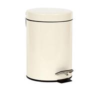 Crystals Small Pedal Bin with Lid-3 Litre Bathroom Bin for Rubbish and Waste-Stainless Steel Toilet Bin with Removable Inner Plastic Bucket-Ideal Size for Bedroom Bathroom Toilet Waste (Cream)