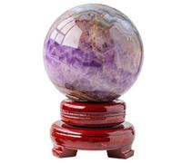 Crystals Sphere Amethyst Crystal Ball Polished Divination Quartz Ball Stone with Decorative Stand Home Decoration,9.5-10cm