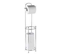 Crystals Stainless Steel Free Standing Toilet Roll Holder - Chrome Finish Bathroom Tissue Paper Stand with Stable Base, Rust-Resistant Wire Frame, Modern Design & Space-Saving Storage