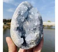 Crystals Stones Egg Shaped Blue Celestite Crystal Cluster Geode Rock Home Decor (Size : 60-80mm)