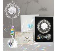 Crystals Sun Catcher Decor - Thank You Gifts Crystal Pendant Window Decorations Suncatchers with 40mm Clear Crystal Ball Rainbow Maker for Mom Teacher Friend Mentor Gift