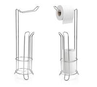 Crystals Toilet Roll Holder Free Standing Chrome, Upto 4 Toilet Roll Storage - No Drill Chrome Toilet Roll Stand, Stainless Steel (RollRack)