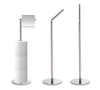 Crystals Toilet Roll Holder Free Standing Chrome, Upto 4 Toilet Roll Storage - No Drill Chrome Toilet Roll Stand, Stainless Steel (Modern)