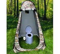 Crystals Toilet Tent + Camping Toilet, Portable Toilet with Pop Up Privacy Tent, Potty Loo with Washable Basket and Toilet Roll Holder for Camping, Hiking & Shower