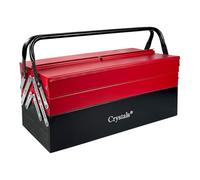 Crystals Tool Box Organiser - 3 Level Metal Tool Storage with 5 Trays - Cantilever Tool Box with Compartments - Portable Tool Organisers Garage, Red/Black