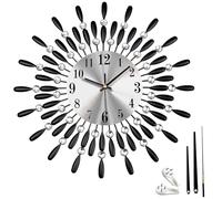 Crystals Wall Clock 38cm Diamante Beaded, Elegant Quartz Jeweled Clock for Home, Stylish Decorative Clock for Living Room, Bedroom & Office, Modern Round Wall Clock with Sparkling Design (Black)