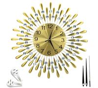 Crystals Wall Clock, 38cm Diamante Beaded, Elegant Quartz Jeweled Clock for Home, Stylish Decorative Clock for Living Room, Bedroom & Office, Modern Round Wall Clock with Sparkling Design (Gold)