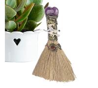 Crystals Witch's Altar Broom - Halloween Witch Decoration, Desktop Addorno Power Purifier | Healing Cleaning Tools for Home Office Bedroom Kitchen Coffee