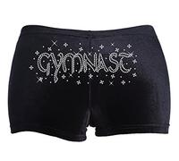 CrystalsRus 6-8 Years Clear Gymnast Diamante Dance Shorts Leotard Black Stretch Velvet Ballet(K) By Varsany