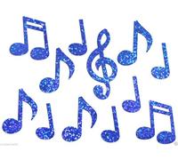CrystalsRus Blue Music Notes Holographic Iron-On Bling Novelty DIY Party Tshirt Transfer Applique Patch