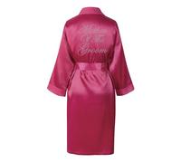 CrystalsRus Varsany Wedding Rhinestone Satin Pink Mother Of The Groom Personalised Honeymoon dressing gown robe