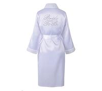 CrystalsRus Varsany White Bride To Be Satin Rhinestone Bathrobe Personalised Diamante Dressing gown Kimono