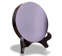 CRYSTALSTILE Natural Black Obsidian Scrying Mirror with Wooden Stand 3.15 in - Healing Crystals for Witchcraft, Divination, Meditation, and Crystal Decor - 8 cm