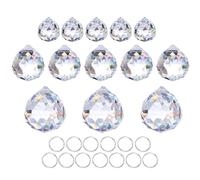 Crystalsuncatcher 20mm/30mm/40mm Clear Crystal Ball Prisms Chandelier Lamp Lighting Drops Hanging Prisms Parts Suncatcher Rainbow Maker Home Decor, Pack of 13