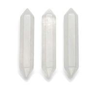 CrystalTears 3pcs Clear Quartz Healing Crystal Wands Hexagonal Double Terminated Crystal Points Prism Bar Polished Tumbled Stone Chakra Meditation Therapy Home Decor