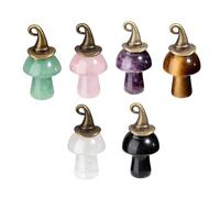 CrystalTears 6pcs Mini Healing Crystal Mushrooms, Witchy Gemstone Mushrooms Sculpture Decor for Halloween Wicca Witchcraft Reiki Healing Meditation, Cute Crystal Mushroom Gifts for Women