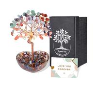 CrystalTears 7 Chakra Crystal Tree Gifts for Mum, for Mum, Handmade Heart Healing Crystal Gemstone Tree Birthday Day Gifts for Women Mum Presents from Daughter Son