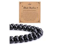 CrystalTears 8mm Black Obsidian Crystal Beads for Jewellery Making 96pcs Round Healing Stone Beads Black Loose Gemstone Beads for Crafting DIY Bracelet Necklace Earrings Gifts for Women Girls