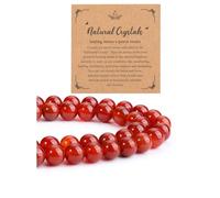 CrystalTears 8mm Carnelian Crystal Beads 96pcs Red Agate Round Healing Stone for Jewelry Making, DIY Bracelet Necklace Earrings, Gifts for Women Girls