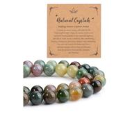 CrystalTears 8mm Crystal Beads 96pcs Indian Agate Round Healing Stone for Jewellery Making, Bracelet, Necklace, Earrings - DIY Crafting Gifts for Women Girls