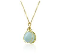 CrystalTears Amazonite Crystal Bead Necklace for Women, 16mm Round Healing Crystal Gemstone Bead Pendant, Gold Necklace Protection Lucky Crystals Jewellery Gifts for Women Mum Christmas Birthday