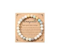 CrystalTears Amazonite Crystal Bracelet for Men Women, 6mm Healing Gemstone Beaded Bracelets, Stretch Anxiety Bracelet Jewellery Gifts for Men Women Mum Her Friends Birthday