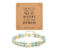 CrystalTears Amazonite Crystal Heart Bracelet for Women Girls, Gold Layered Healing Stone Beaded Bracelets Jewellery Gifts for Women Mum Girlfriend Friends Birthday Christmas