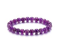 CrystalTears Amethyst Crystal Beaded Bracelet for Women 6mm Healing Crystal Gemstone Beads Bracelets Natural Amethyst Stone Bracelet Jewellery Gifts for Women Mum Christmas Birthday